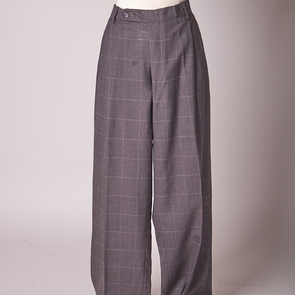 198os Dark Gray Check 2 Piece Wool Suit